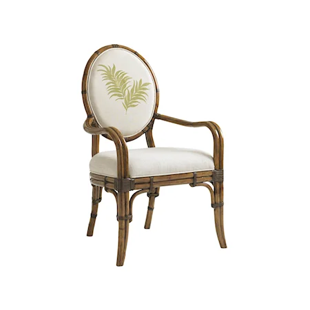 Quickship Gulfstream Oval Back Arm Chair in Twin Palms